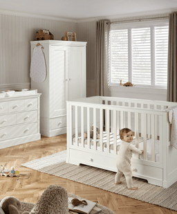 Mamas & Papas Furniture Sets Oxford Nursery Bundle with Lua Bedside Crib (6 Piece) – White