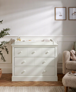 Mamas & Papas Furniture Sets Oxford Nursery Bundle with Lua Bedside Crib (6 Piece) – White