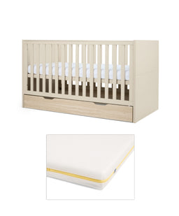 Mamas & Papas Furniture Sets Riga Cotbed & Essential Airflow Fibre Cotbed Mattress - Cashmere