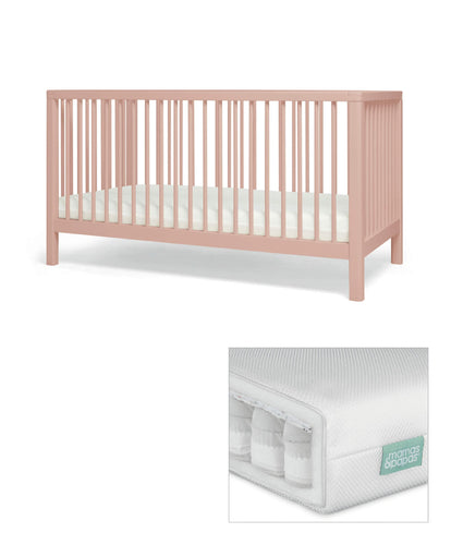 Mamas & Papas Furniture Sets Solo Cotbed & Premium Pocket Spring Cotbed Mattress Bundle - Blush