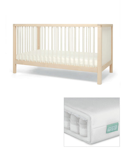 Mamas & Papas Furniture Sets Solo Cotbed & Premium Pocket Spring Cotbed Mattress Bundle - White/Natural