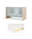 Mamas & Papas Furniture Sets Vyne Cot & Essential Airflow Fibre Small Cotbed and Cot Mattress  - Bluebell/Oak