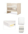 Mamas & Papas Furniture Sets Vyne Mini Cot with Essential Airflow Fibre Petite Cot Mattress & Sheets (4 Piece) - Cashmere/Oak