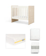 Mamas & Papas Furniture Sets Vyne Mini Cot with Essential Airflow Fibre Petite Cot Mattress & Sheets (4 Piece) - White/Oak