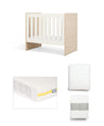 Mamas & Papas Furniture Sets Vyne Mini Cot with Essential Pocket Spring Petite Cot Mattress & Sheets (4 Piece) - White/Oak
