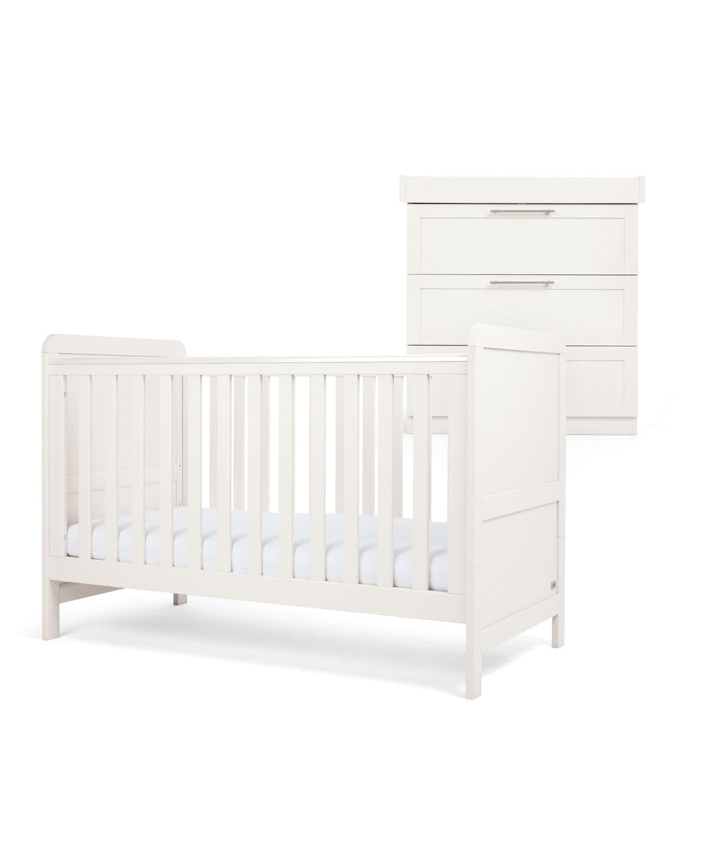 Mamas &amp; Papas Furniture Sets Walton 2 Piece Cotbed Set with Dresser Changer - White