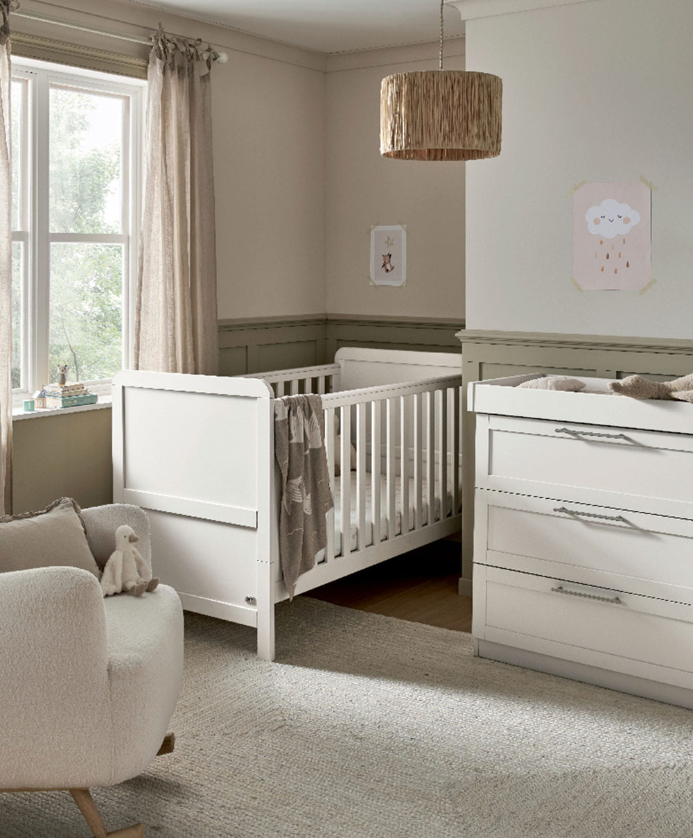 Mamas &amp; Papas Furniture Sets Walton 2 Piece Cotbed Set with Dresser Changer - White