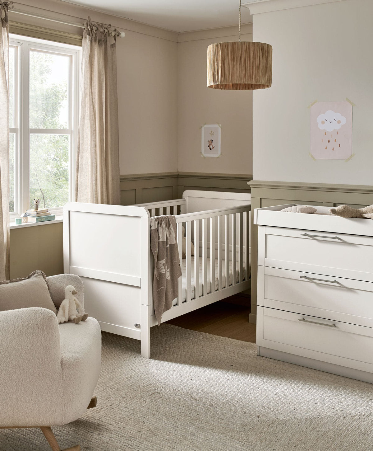 Mamas & Papas Furniture Sets Walton 2 Piece Cotbed Set with Dresser Changer - White