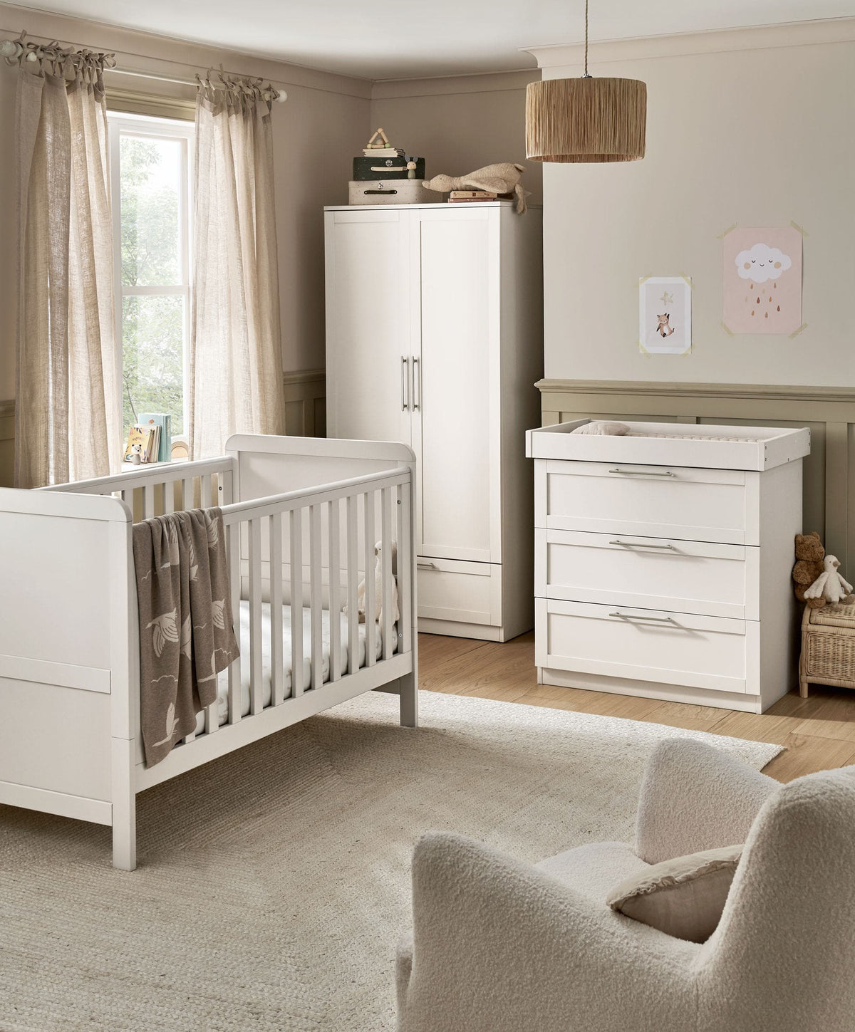 Mamas & Papas Furniture Sets Walton 3 Piece Range with Dresser Changer & Wardrobe - White