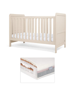 Mamas & Papas Furniture Sets Walton Cotbed with Luxury Hybrid Twin Cotbed Mattress - Cashmere