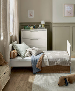 Mamas & Papas Furniture Sets Walton Cotbed with Luxury Hybrid Twin Cotbed Mattress - Cashmere