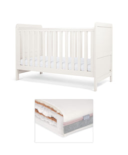 Mamas & Papas Furniture Sets Walton Cotbed with Luxury Hybrid Twin Cotbed Mattress - White