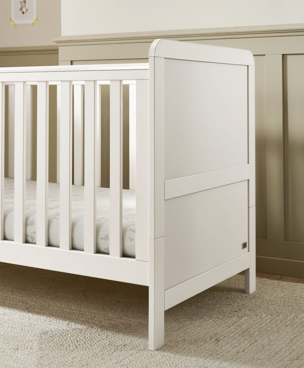 Mamas &amp; Papas Furniture Sets Walton Cotbed with Luxury Hybrid Twin Cotbed Mattress - White
