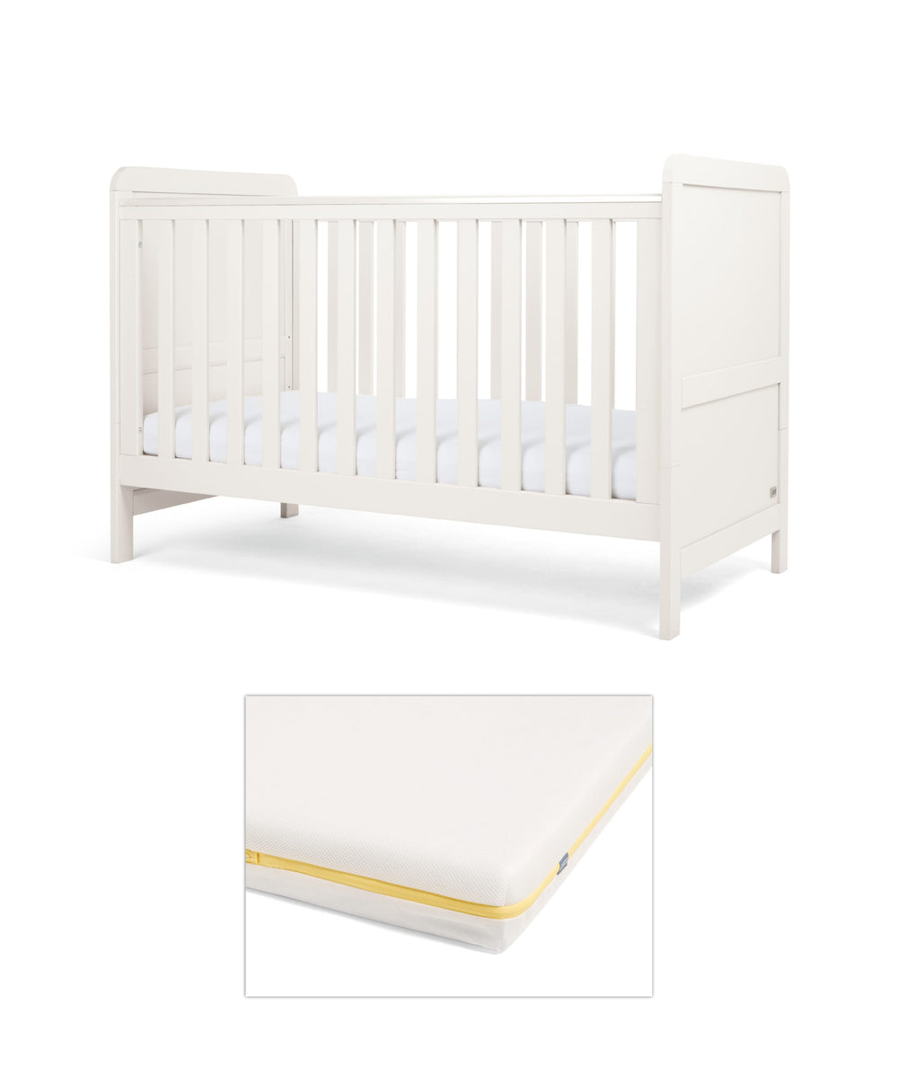 Mamas &amp; Papas Furniture Sets Walton Cotbed with Signature Airflow Pocket Spring Mattress - White