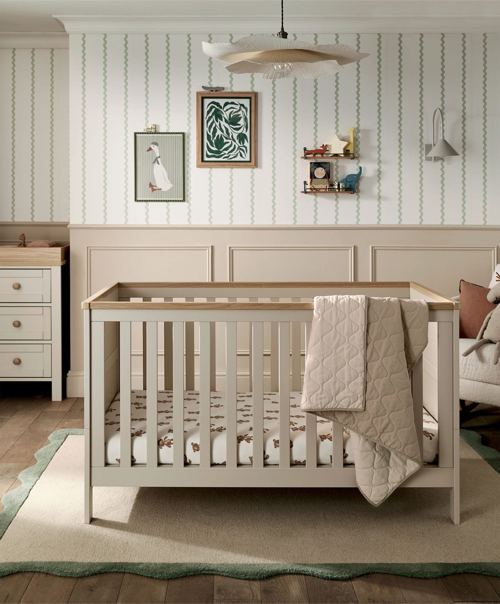 Mamas &amp; Papas Furniture Sets Wedmore 2 Piece Cotbed Set With Dresser Changer - Cashmere/Oak