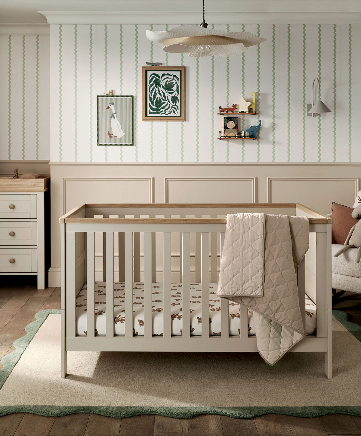 Mamas & Papas Furniture Sets Wedmore 2 Piece Cotbed Set With Dresser Changer - Cashmere/Oak