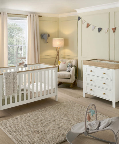 Mamas & Papas Furniture Sets Wedmore 2 Piece Cotbed Set with Dresser Changer - White/Natural
