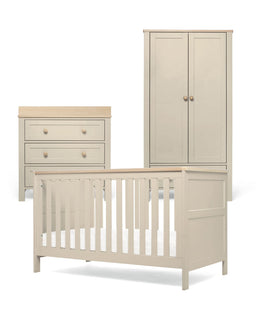 Mamas & Papas Furniture Sets Wedmore 3 Piece Cotbed Range with Dresser Changer & Wardrobe - Cashmere/Oak