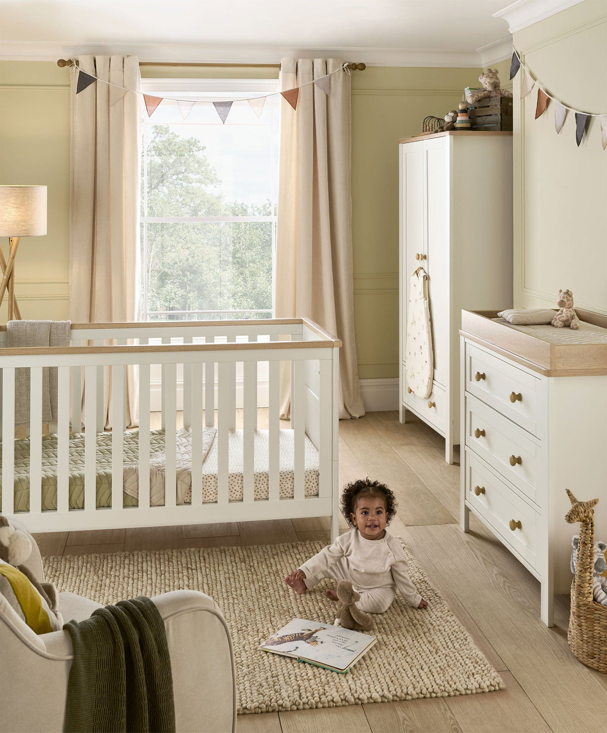 Mamas & Papas Furniture Sets Wedmore 3 Piece Cotbed Range with Dresser Changer & Wardrobe - White/Oak