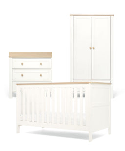 Mamas & Papas Furniture Sets Wedmore 3 Piece Cotbed Range with Dresser Changer & Wardrobe - White/Oak