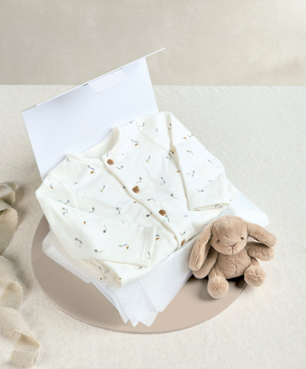 Mamas &amp; Papas Gift Boxes 0-3 m Kite Print All In One &amp; Small Beanie Bunny Gift Box