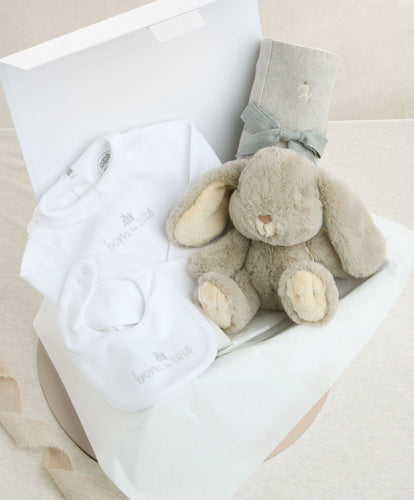 Mamas & Papas Gift Boxes 0-3m Born In 2026 All In One & Beanie Bunny Medium Gift Box