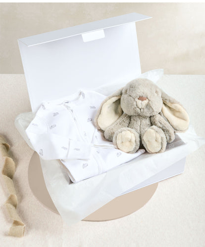 Mamas & Papas Gift Boxes 0-3m Bunny All In One & Bunny Soft Toy Gift Box