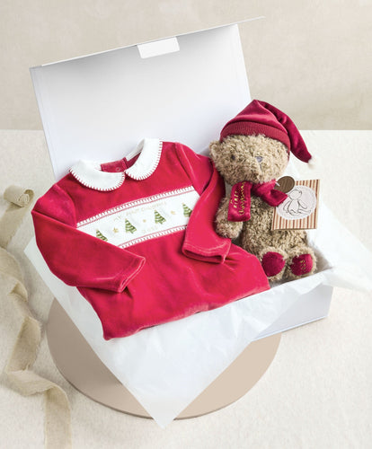 Mamas & Papas Gift Boxes Christmas Teddy Bear & Outfit Gift Box - Red