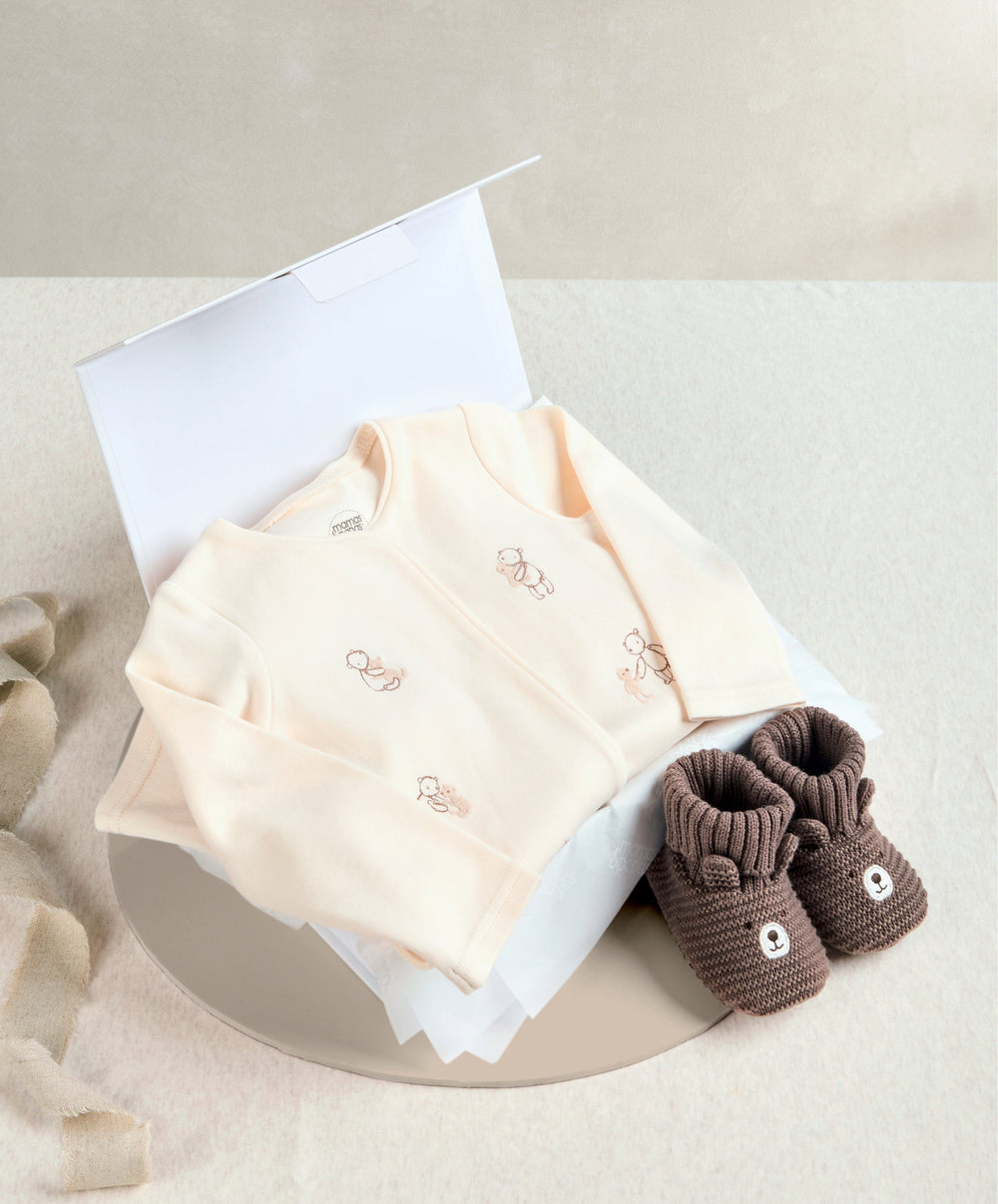 Mamas &amp; Papas Gift Boxes Embroidered Teddy Bear Romper Baby Gift Box - Medium