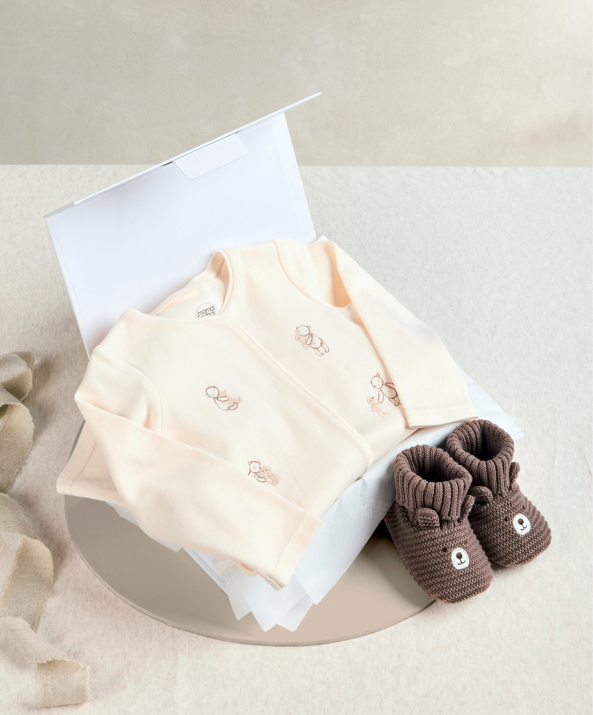 Mamas & Papas Gift Boxes Embroidered Teddy Bear Romper Baby Gift Box - Medium