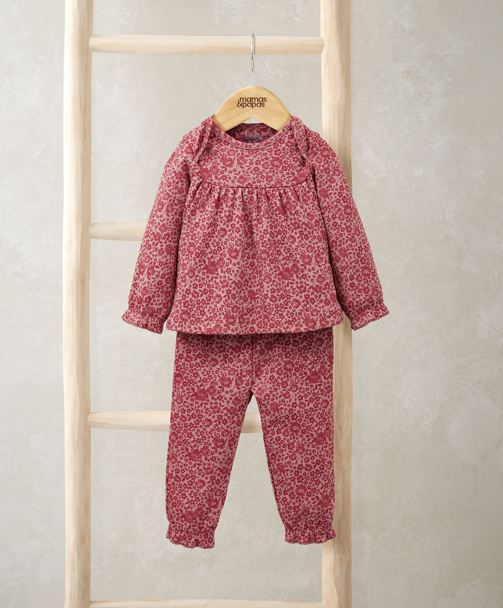 Mamas &amp; Papas Gift Boxes Floral Pyjamas &amp; Bunny Dressing Gown Gift Box