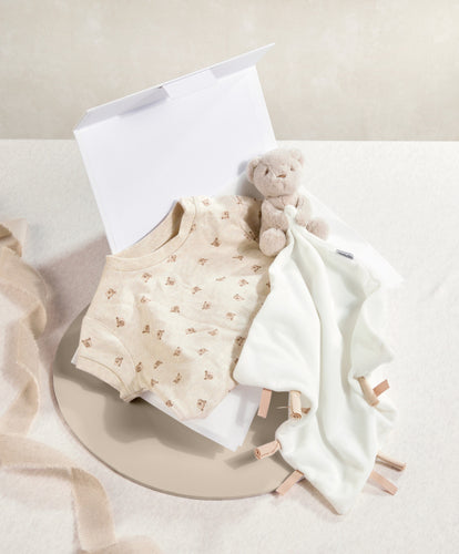 Mamas & Papas Gift Boxes Teddy Bear Shortie Romper Baby Gift Box - Small