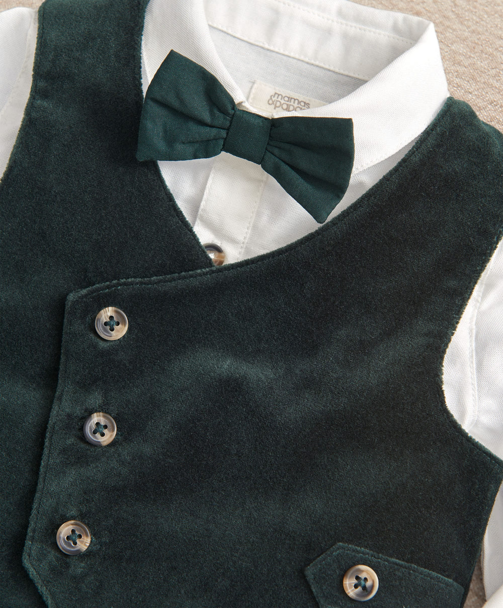 Mamas &amp; Papas Green Velvet Suit ( Pack of 4)