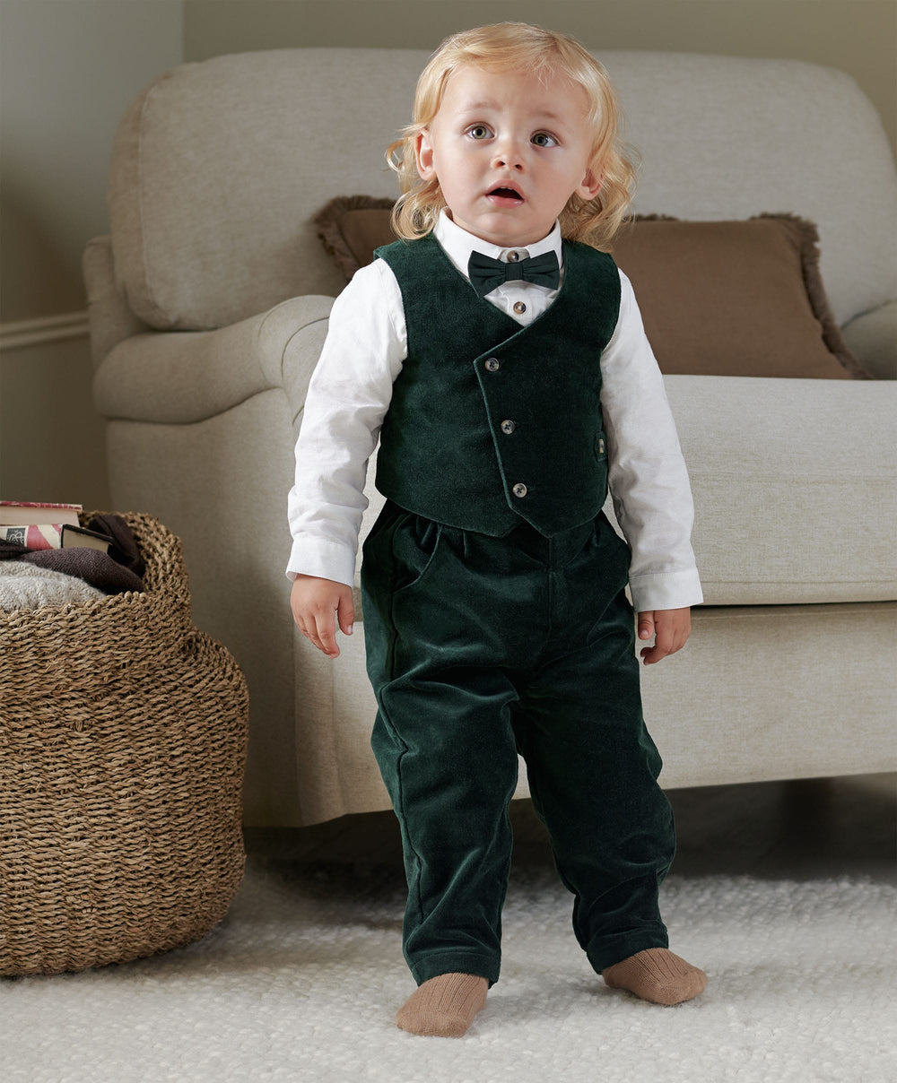 Mamas &amp; Papas Green Velvet Suit ( Pack of 4)
