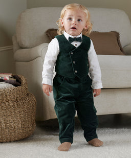 Mamas & Papas Green Velvet Suit ( Pack of 4)