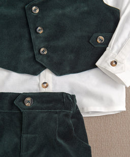 Mamas & Papas Green Velvet Suit ( Pack of 4)
