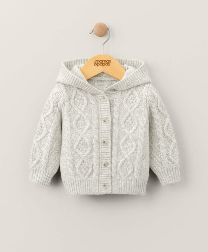 Mamas & Papas Grey Cable Knit Cardigan