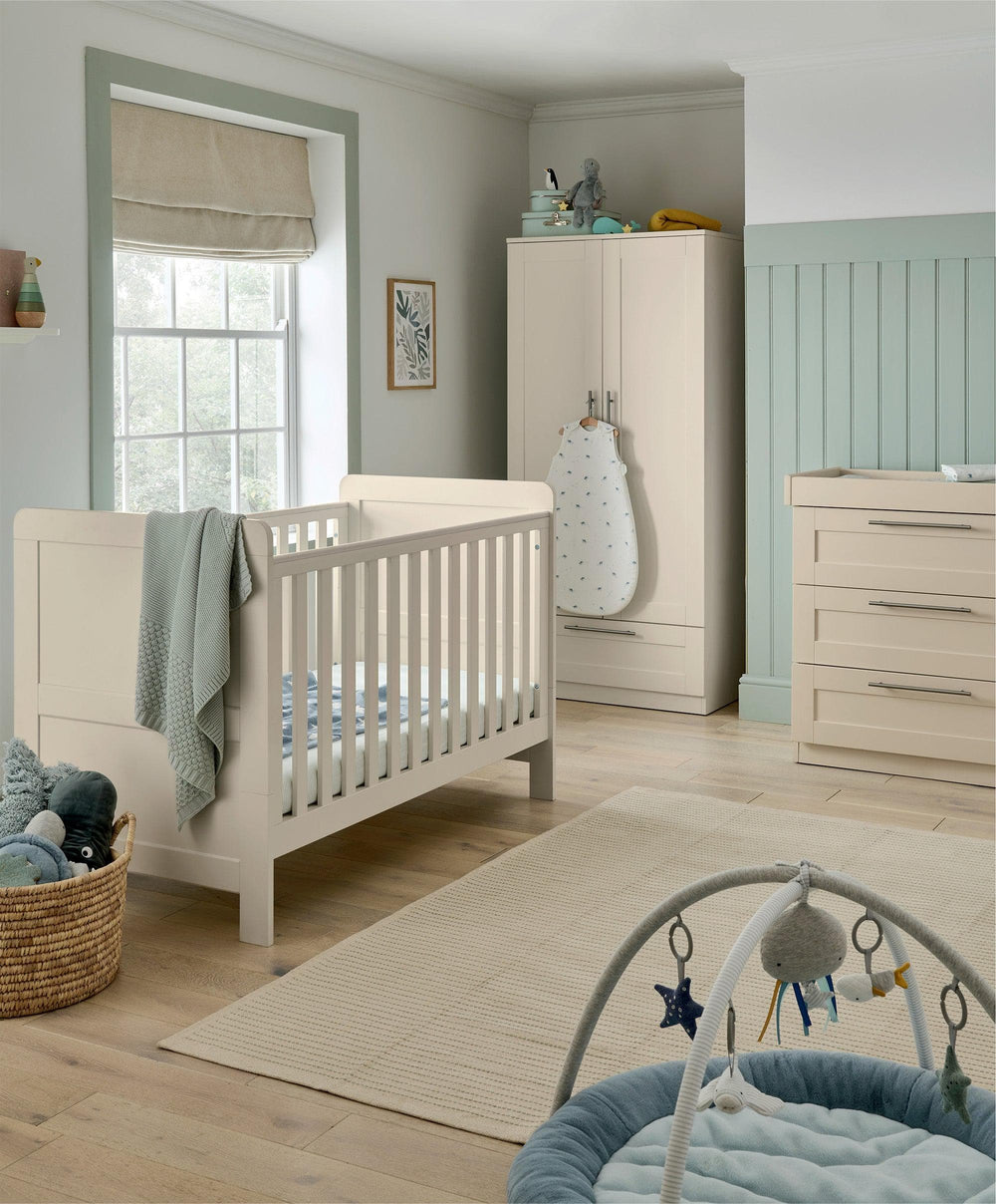 Mamas &amp; Papas Hampden 3 Piece Cotbed Range with Dresser Changer &amp; Wardrobe - Cashmere