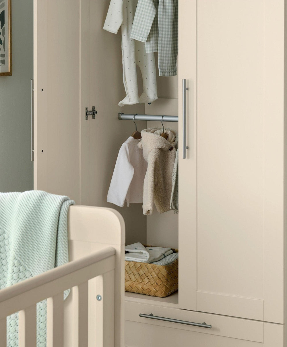 Mamas &amp; Papas Hampden 3 Piece Cotbed Range with Dresser Changer &amp; Wardrobe - Cashmere