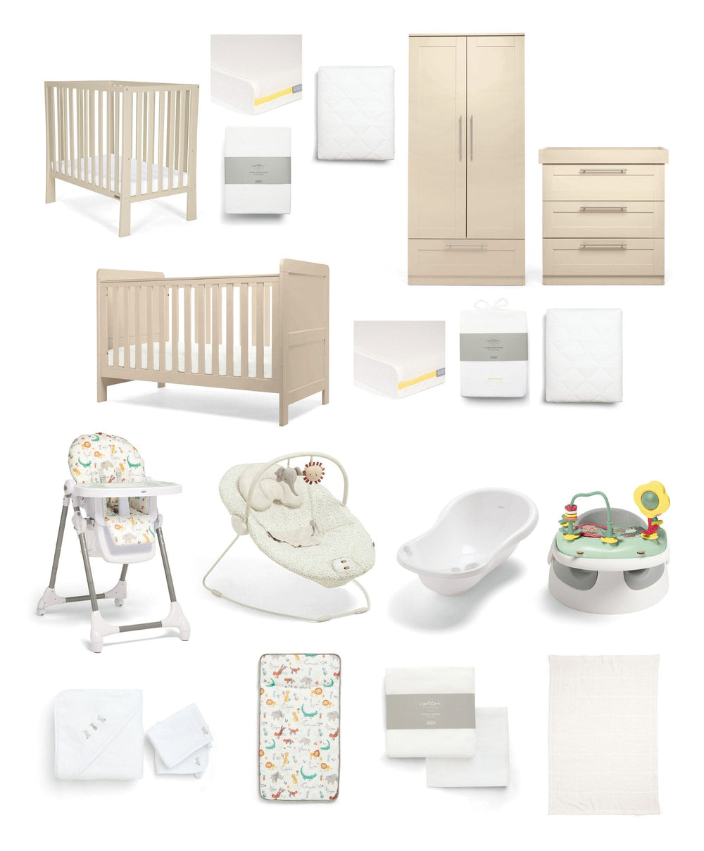 Mamas &amp; Papas Hampden At Home Baby Bundle With Petite Cot - Cashmere
