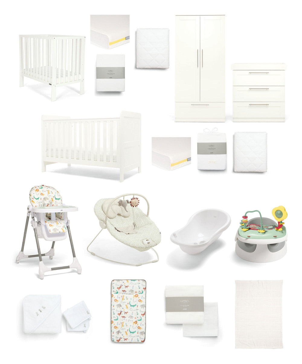 Mamas &amp; Papas Hampden At Home Baby Bundle With Petite Cot - White