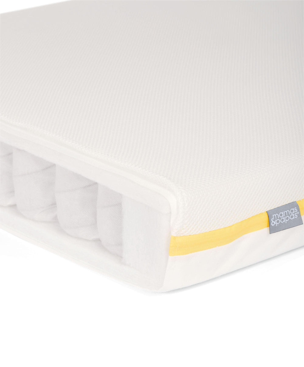 Mamas &amp; Papas Hampden Cotbed &amp; Essential Airflow Pocket Spring Mattress Bundle - White