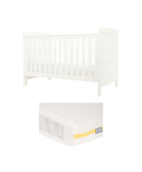 Mamas & Papas Hampden Cotbed & Essential Airflow Pocket Spring Mattress Bundle - White