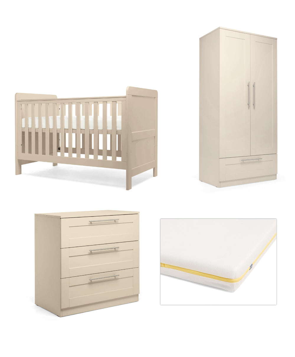 Mamas &amp; Papas Hampden Nursery Furniture Range &amp; Cotbed Essential Airflow Fibre Mattress - Cashmere