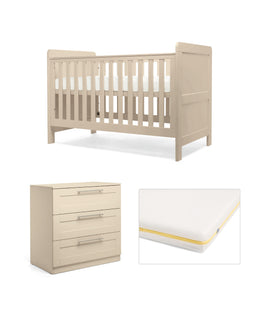 Mamas & Papas Hampden Nursery Furniture Set & Essential Airflow Fibre Cotbed Mattress - Cashmere