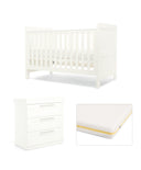 Mamas & Papas Hampden Nursery Furniture Set & Essential Airflow Fibre Cotbed Mattress - White