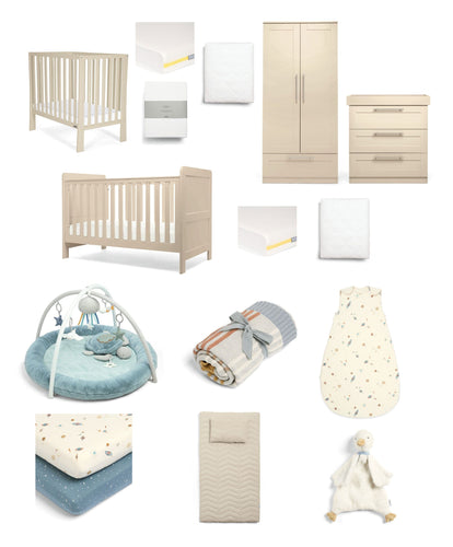 Mamas & Papas Hampden Styled Nursery Bundle (15 Pieces) - Cashmere/Blue