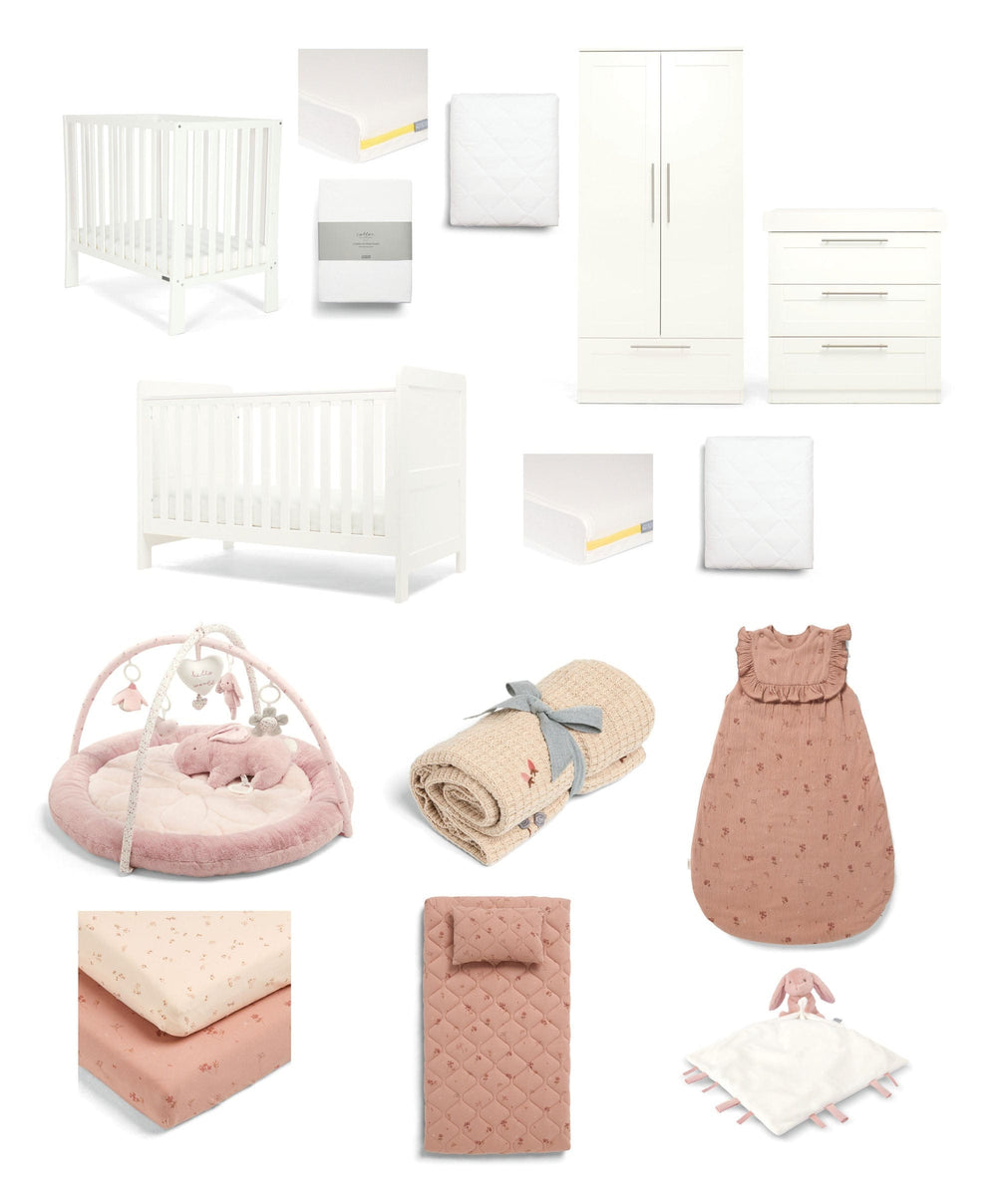 Mamas &amp; Papas Hampden Styled Nursery Bundle (15 Pieces) - White/Pink
