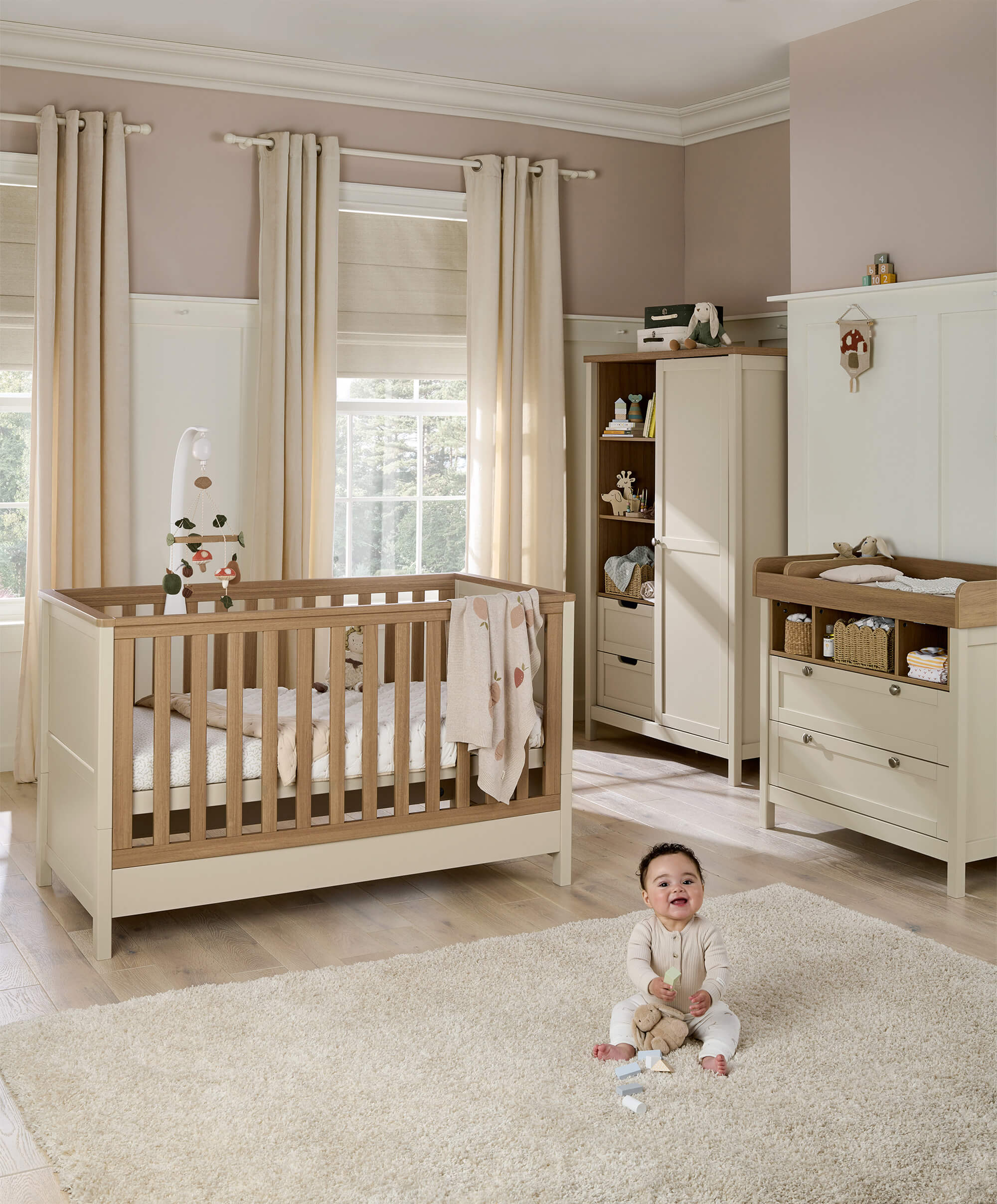 Harwell 3 Piece Cotbed Range Dresser Changer & Wardrobe Cashmere