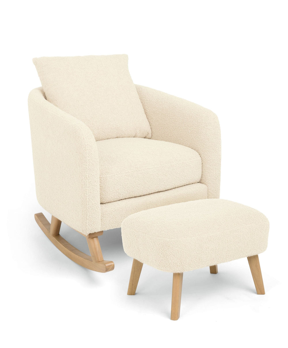 Mamas &amp; Papas Harwell 3 Piece Cotbed Range with Alma Nursing Chair &amp; Stool - Cashmere/Off White Boucle